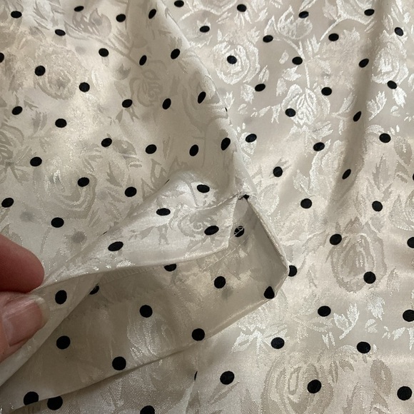 White with black poka dot button up shirt - Picture 2 of 8